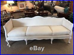 Vintage Couch Canvas French Provincial Sofa Reupholstered Oatmeal