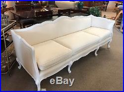 Vintage Couch Canvas French Provincial Sofa Reupholstered Oatmeal