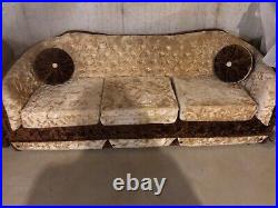 Vintage Crushed Velvet Sofa With Chair