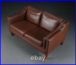 Vintage Danish MID Century 2 Person Sofa In Cognac Leather