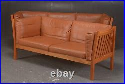Vintage Danish MID Century Andreas Hansen 2 Person Sofa In Cognac Leather