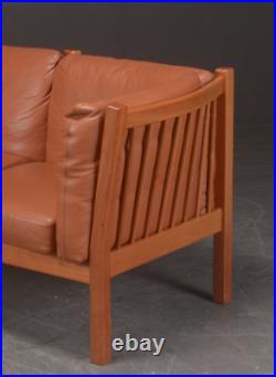 Vintage Danish MID Century Andreas Hansen 2 Person Sofa In Cognac Leather