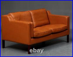 Vintage Danish MID Century Cognac 2 Person Leather Sofa 1969