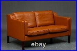 Vintage Danish MID Century Cognac 2 Person Leather Sofa 1969