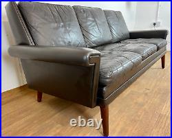 Vintage Danish MID Century Georg Thams 3 Person Sofa In Coco Leather 1960