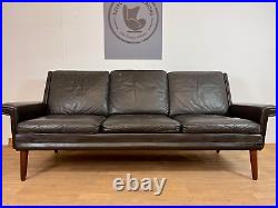 Vintage Danish MID Century Georg Thams 3 Person Sofa In Coco Leather 1960