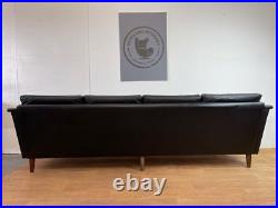 Vintage Danish MID Century Georg Thams 4 Person Sofa In Soft Black Leather 1960