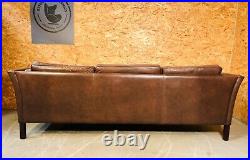 Vintage Danish MID Century Morgans Hansen 3 Person Cognac Leather Sofa