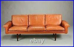 Vintage Danish MID Century Morgans Hansen 3 Person Leather Sofa
