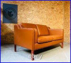 Vintage Danish MID Century Stouby 2 Person Sofa In Cognac Leather