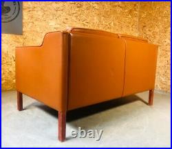 Vintage Danish MID Century Stouby 2 Person Sofa In Cognac Leather