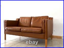 Vintage Danish MID Century Stouby 2 Person Sofa In Cognac Leather Model Eva