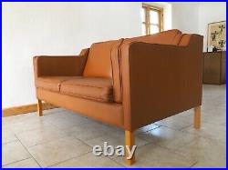 Vintage Danish MID Century Stouby 2 Person Sofa In Cognac Leather Model Eva