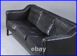 Vintage Danish MID Century Stouby 3 Person Sofa In Black Leather Model Eva