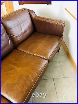 Vintage Danish MID Century Stouby 3 Person Sofa In Cognac Leather