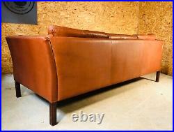 Vintage Danish MID Century Stouby 3 Person Sofa In Cognac Leather 1960
