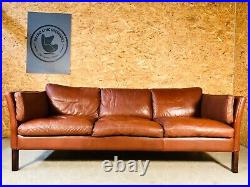 Vintage Danish MID Century Stouby 3 Person Sofa In Cognac Leather 1960