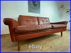 Vintage Danish MID Century Svend Skipper Cognac 2 Person Sofa 1964