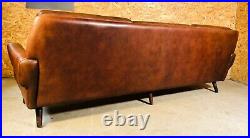 Vintage Danish MID Century Svend Skipper Cognac 3/4 Person Sofa 1966
