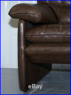 Vintage De Sede Ds-85 Aged Brown Leather Two Seater Sofa MID Century Modern 86