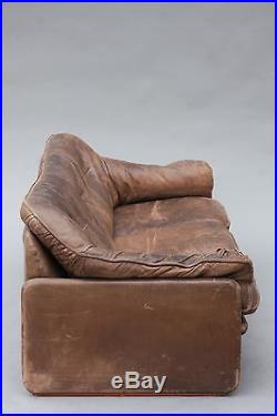 Vintage De Sede Leather Sofa Couch Desede Baughman Italian Knoll Danish Modern
