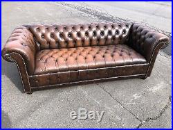 Vintage Distressed Tufted Leather Sofa Chesterfield