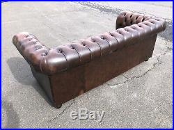Vintage Distressed Tufted Leather Sofa Chesterfield