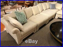 Vintage Drexel Chinese Asian Chinoiserie Ivory Cream Colored Sectional Sofa
