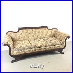 Vintage Duncan Phyfe Sofa Edwardian Style with Carved Accents & Claw Feet