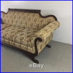 Vintage Duncan Phyfe Sofa Edwardian Style with Carved Accents & Claw Feet