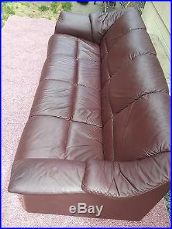 Vintage ECORNES couch sofa stressless Danish Scandinavian wood leather stunning