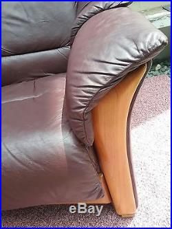 Vintage ECORNES couch sofa stressless Danish Scandinavian wood leather stunning