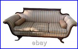 Vintage Empire Mahogany Sofa Settee Couch Victorian Paw Foot