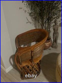 Vintage Equipale Pigskin and bamboo barrel Chair