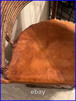 Vintage Equipale Pigskin and bamboo barrel Chair