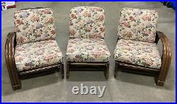 Vintage Ficks Reed Sectional Sofa Mid Century Modern Bamboo Rattan w Floral