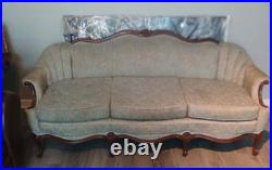 Vintage Floral Sofa Couch Three-Seater 3 Seats Paisley Pattern Beige Brown