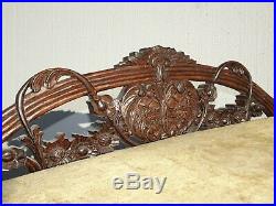 Vintage French Country Low Profile Ornately Carved Gold Settee Bench