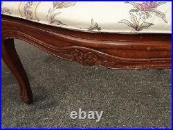 Vintage French Country Petite Cane Two Seater Settee Loveseat w Cushion