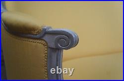 Vintage French Louis XVI Down Filled Yellow Upholstered Love Seat Settee Sofa