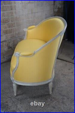 Vintage French Louis XVI Down Filled Yellow Upholstered Love Seat Settee Sofa