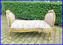 Vintage French Louis XVI Sofa Settee in Tan Velvet with Gilded Beech Frame