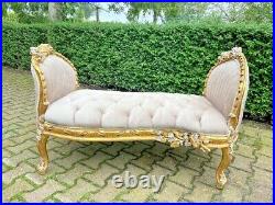 Vintage French Louis XVI Sofa Settee in Tan Velvet with Gilded Beech Frame