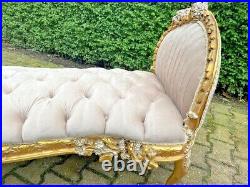 Vintage French Louis XVI Sofa Settee in Tan Velvet with Gilded Beech Frame