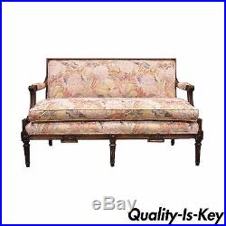 Vintage French Louis XVI Styl Carved Solid Wood Settee Loveseat Couch Sofa Bench