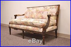 Vintage French Louis XVI Styl Carved Solid Wood Settee Loveseat Couch Sofa Bench