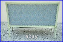 Vintage French Louis XVI Style Hollywood Regency Green Blue Settee Loveseat Sofa