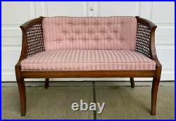 Vintage French Mid Century Victorian Loveseat Sofa Couch Cane Back Sides