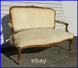 Vintage French Provincial Country Gold Velvet Settee Loveseat Rococo Louis XVI