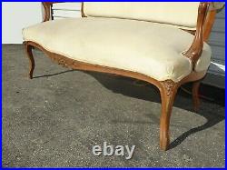 Vintage French Provincial Country Gold Velvet Settee Loveseat Rococo Louis XVI
